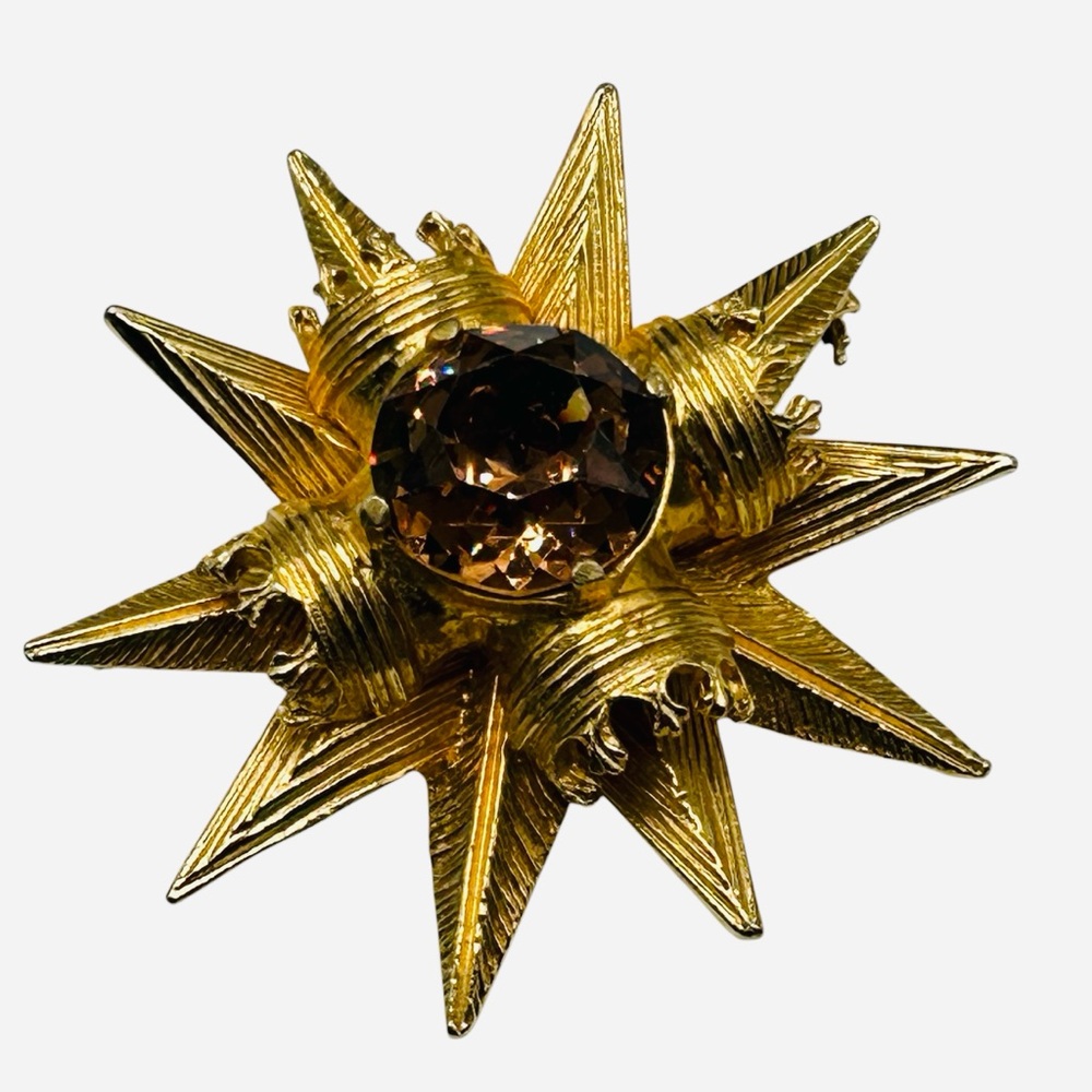 Vintage Benedikt NY Star & Crown Brooch Pendant